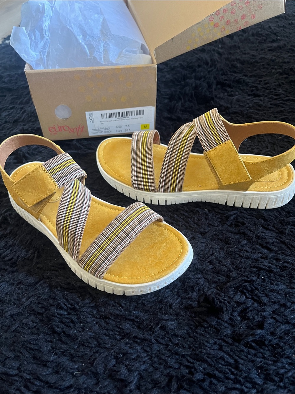 New Eurosoft Women’s Adjustable Strap Comfort Sandals Nonslip Sz 7.5